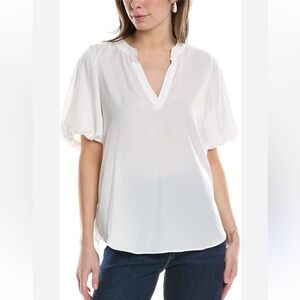 Vince Camuto White Quarter Puff Sleeve Blouse 🆕